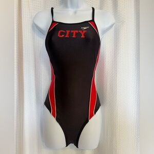 Speedo black & red CITY one piece swimsuit size 30